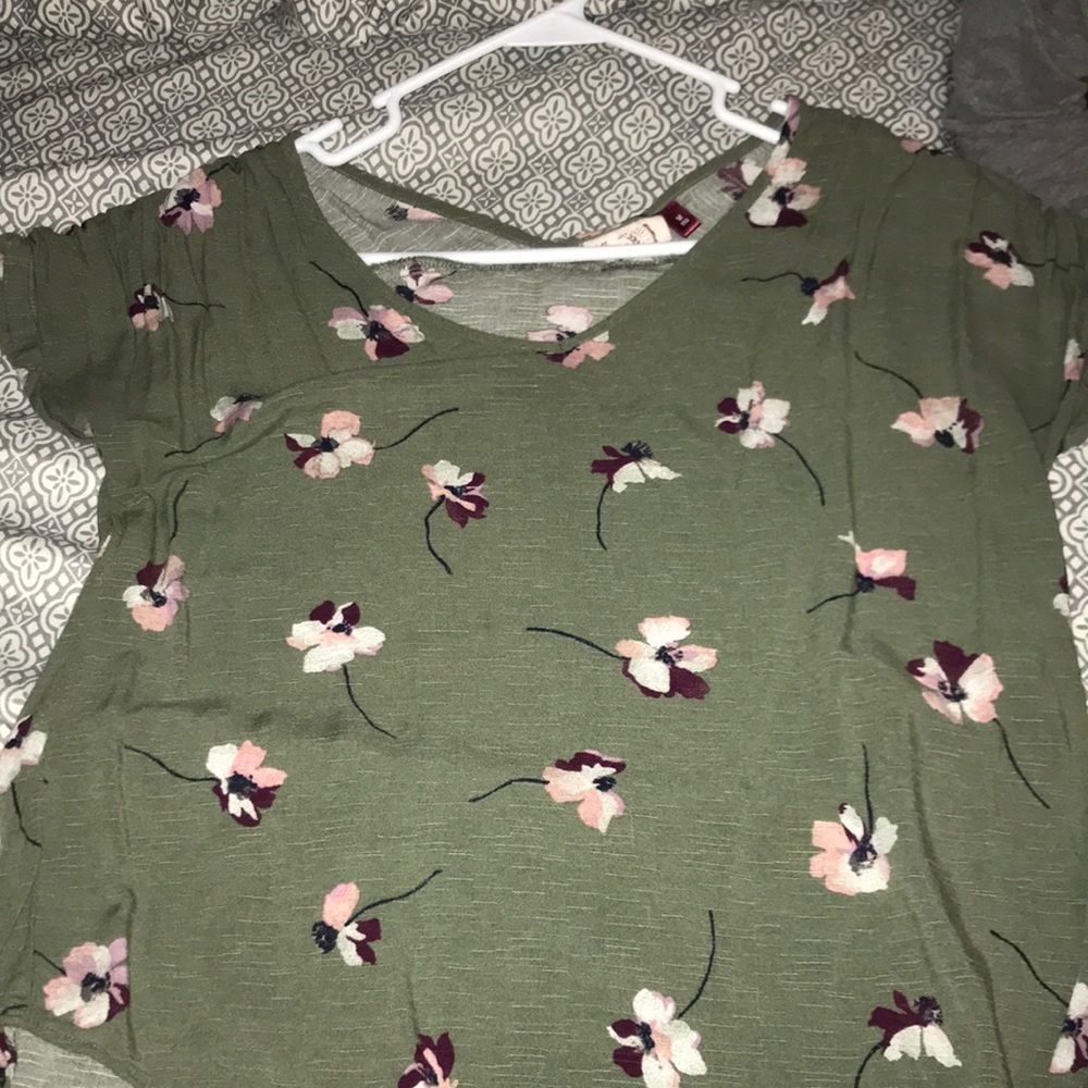 Green floral design shirt